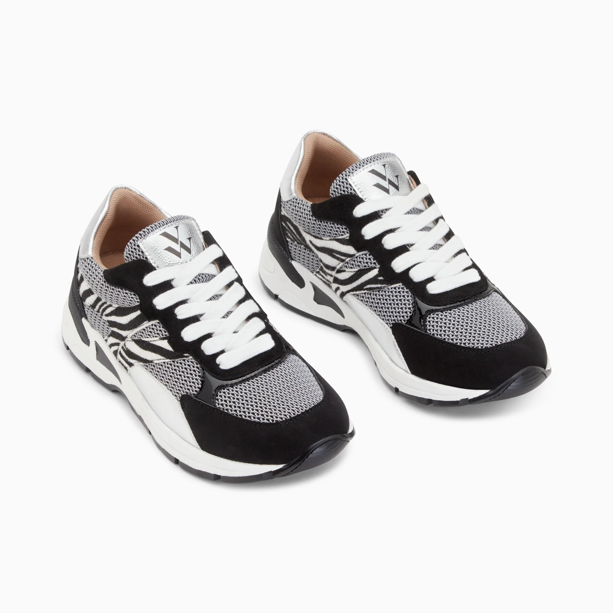 Sneakers-Baskets Montorgueil noir et zèbre à lacets