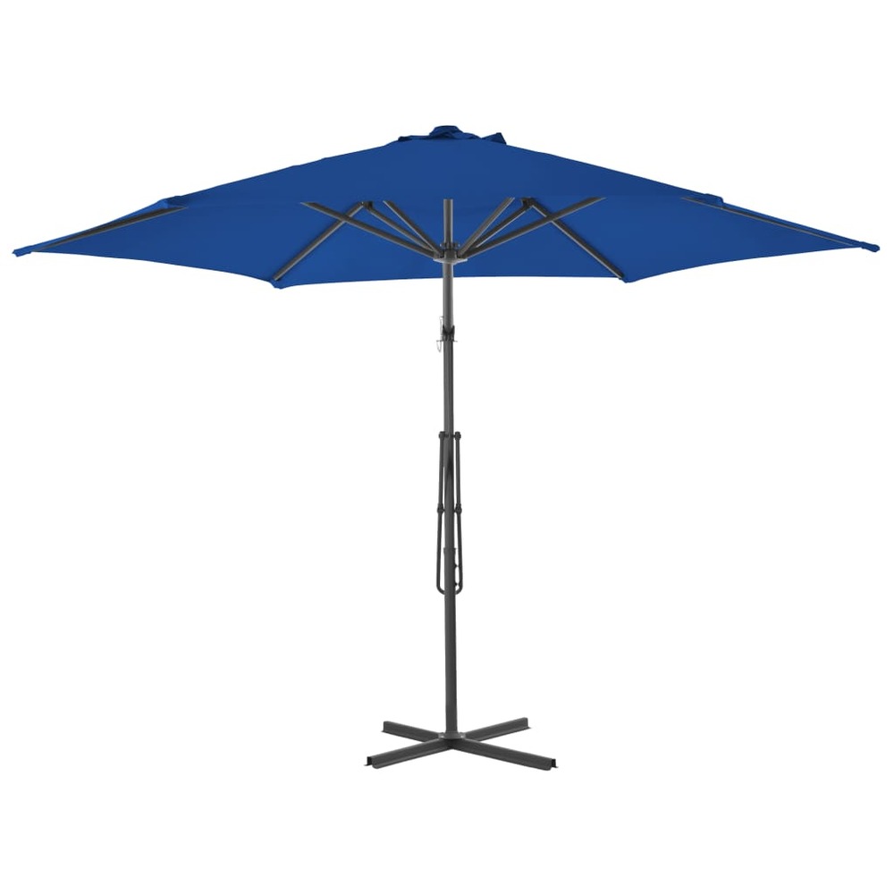 Parasol d'extérieur avec mât en acier 300 x 230 cm bleu