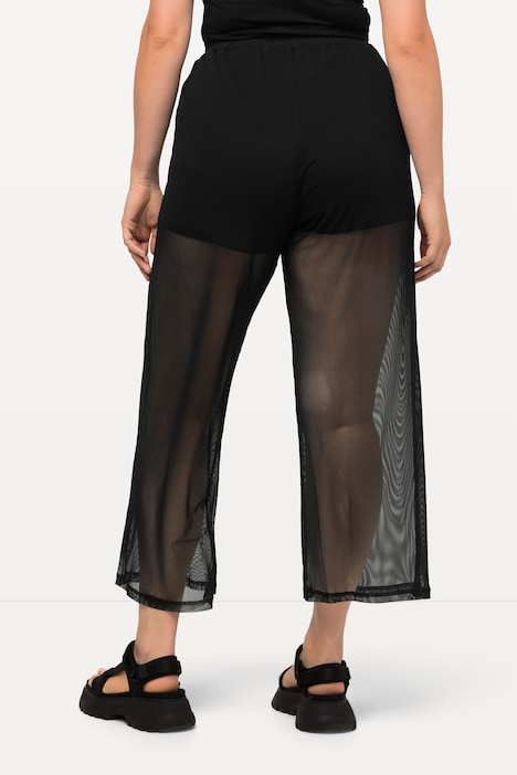 Mesh-Hose, transparent, weites Bein, Elastikbund