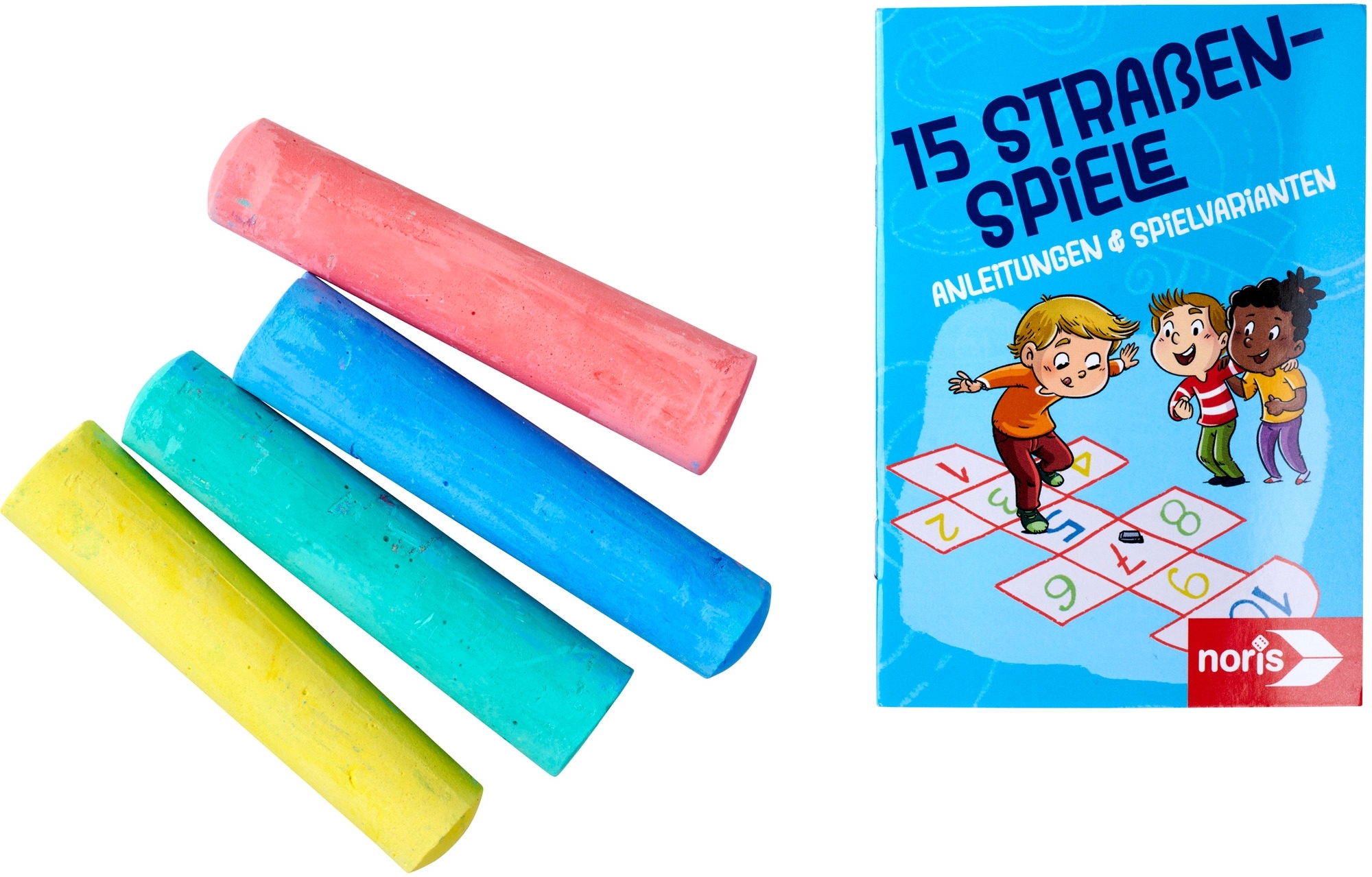 Noris  15 Straßenspiele mit 4 Kreiden und Anleitung