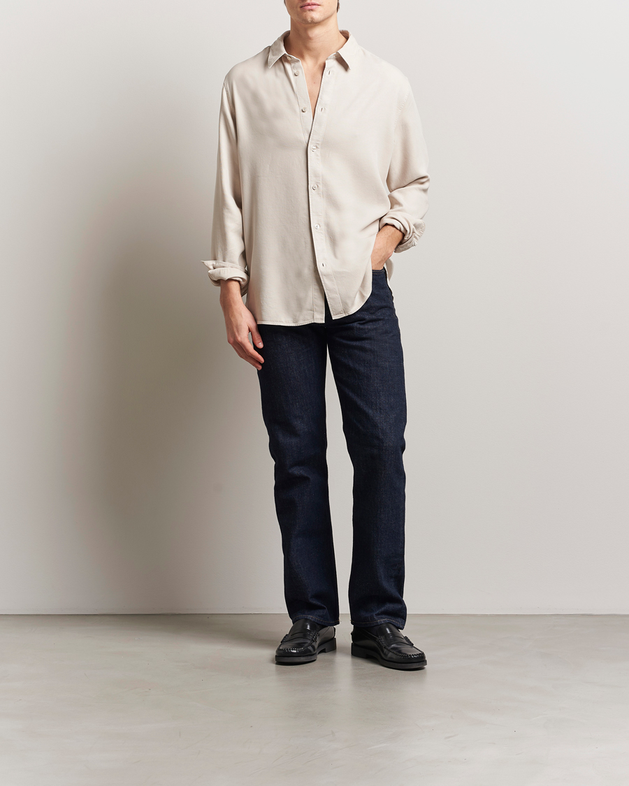 J.Lindeberg Garment Dyed Structure Tencel Shirt Moonbeam