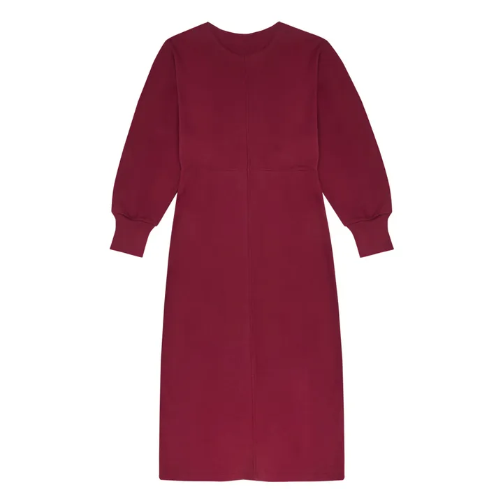SMALLABLE BASICS Robe Longue Femme Manches Chauve-souris en Coton Organique | Bordeaux