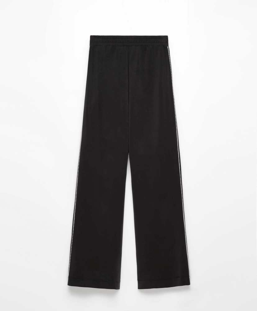 Calça flare em modal com aplique lateral