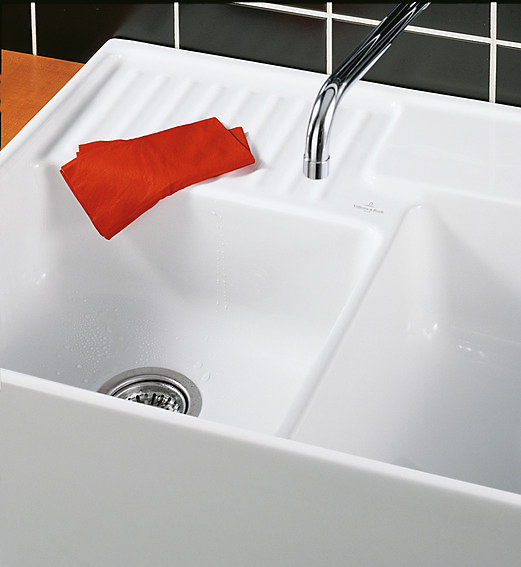 Évier timbre de cuisine à poser 2 bacs Tradition Villeroy & Boch céramique blanc brillant