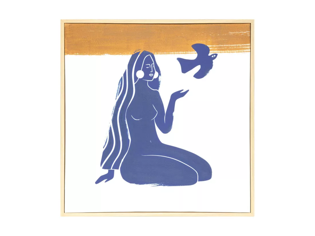 Tableau Toile murale imprimée et encadrée Melody Bleu 45 x 45 cm