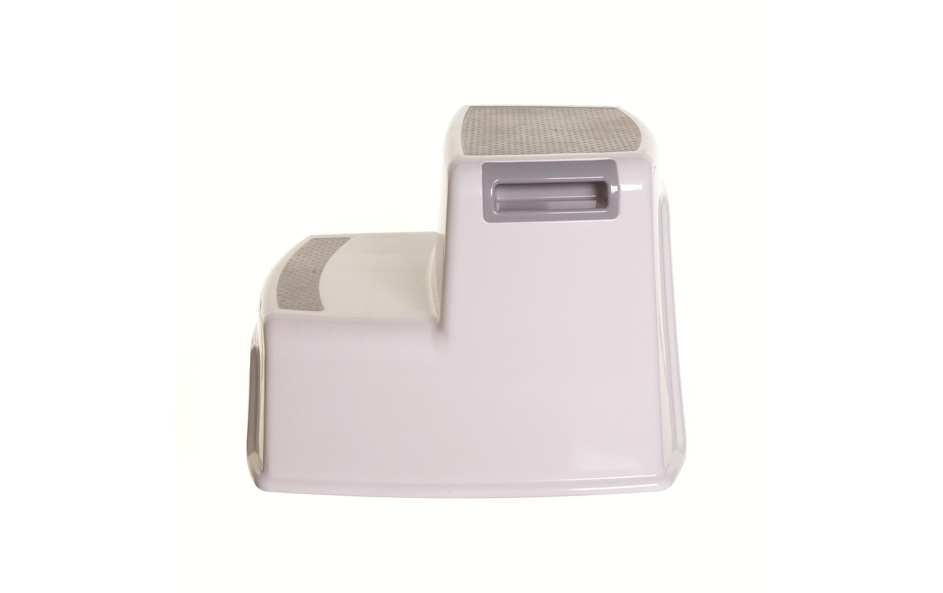 Zweistufenschemel Grau/Weiss2-Stufen Tritthocker