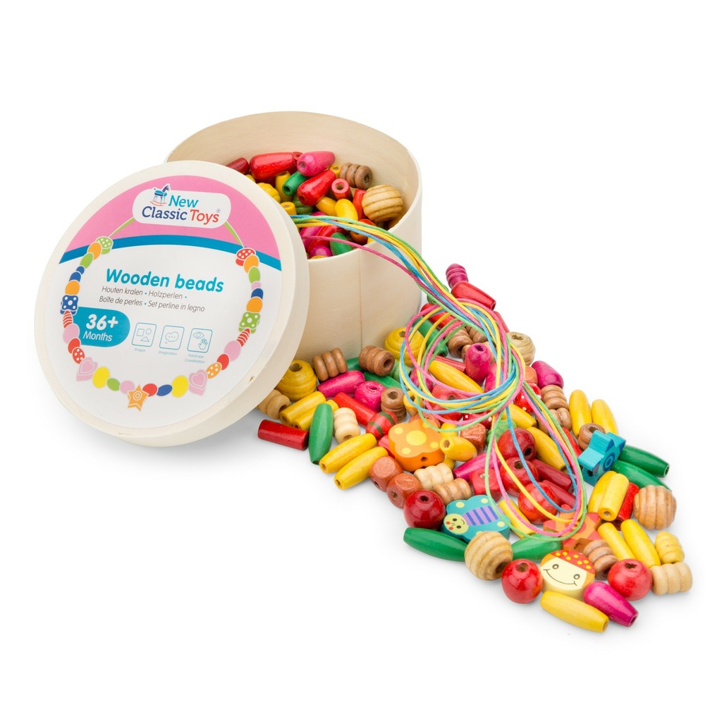 Boîte de perles en bois - 100 gr.