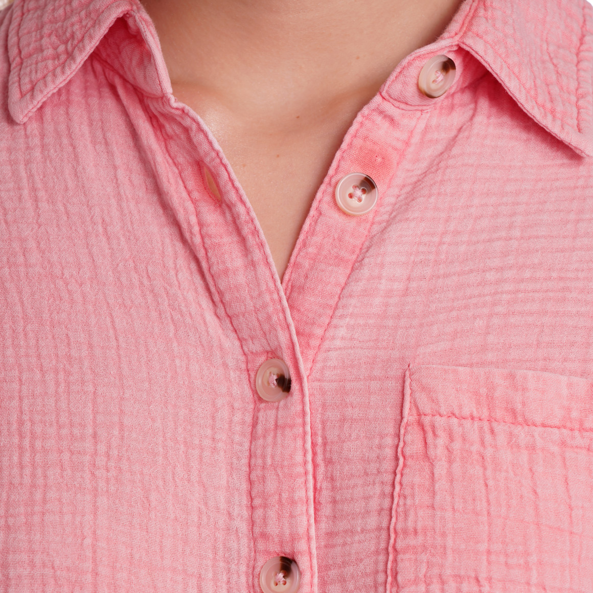 Gina Damen Musselin-Bluse mit Brusttasche rosa