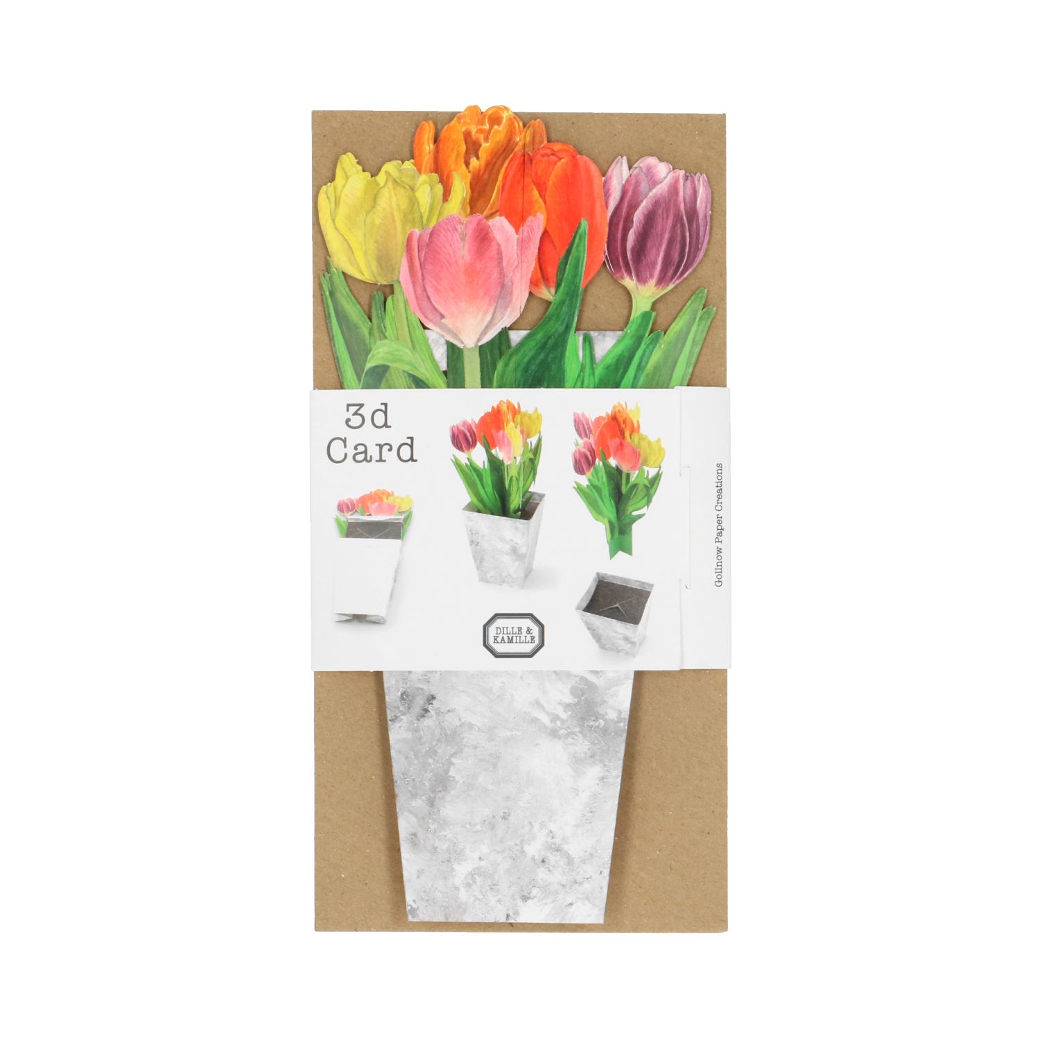 Kaart 3D met envelop, tulpen