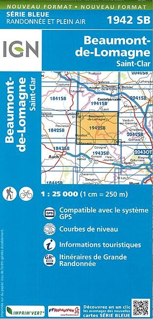 IGN - 1942 SB BEAUMONT DE LOMAGNE 1 25 000