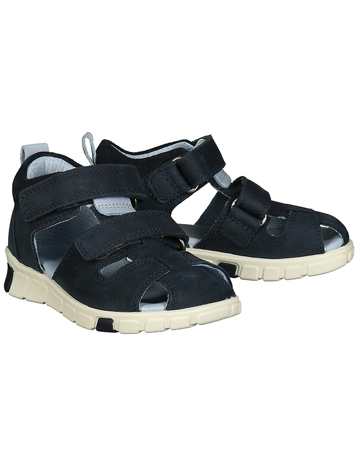 Lauflern-Sandalen MINI STRIDE mit Zehenschutz in nachtblau/hellblau