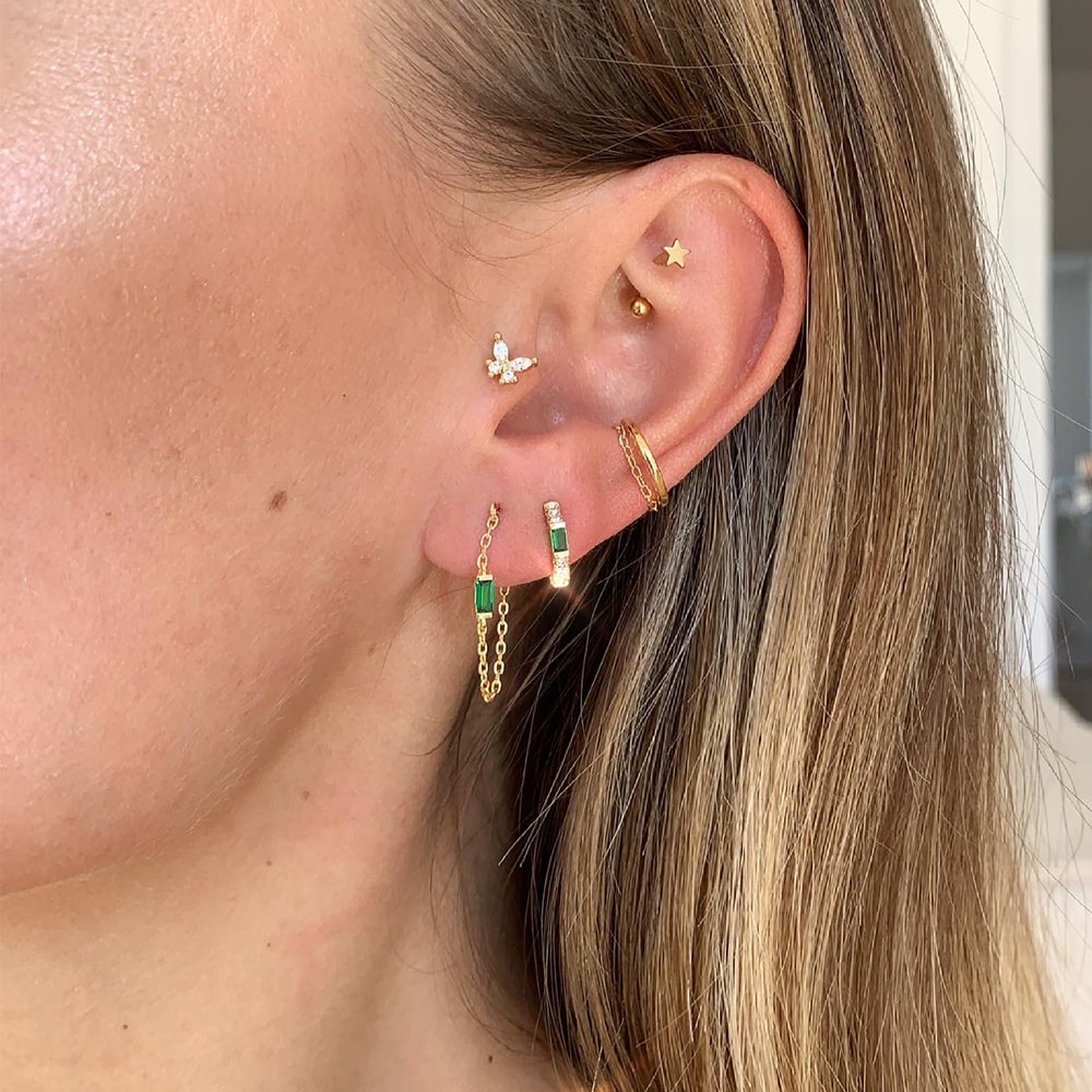 Boucle d'oreille - Green Dream - Laiton plaqué argent 10 microns