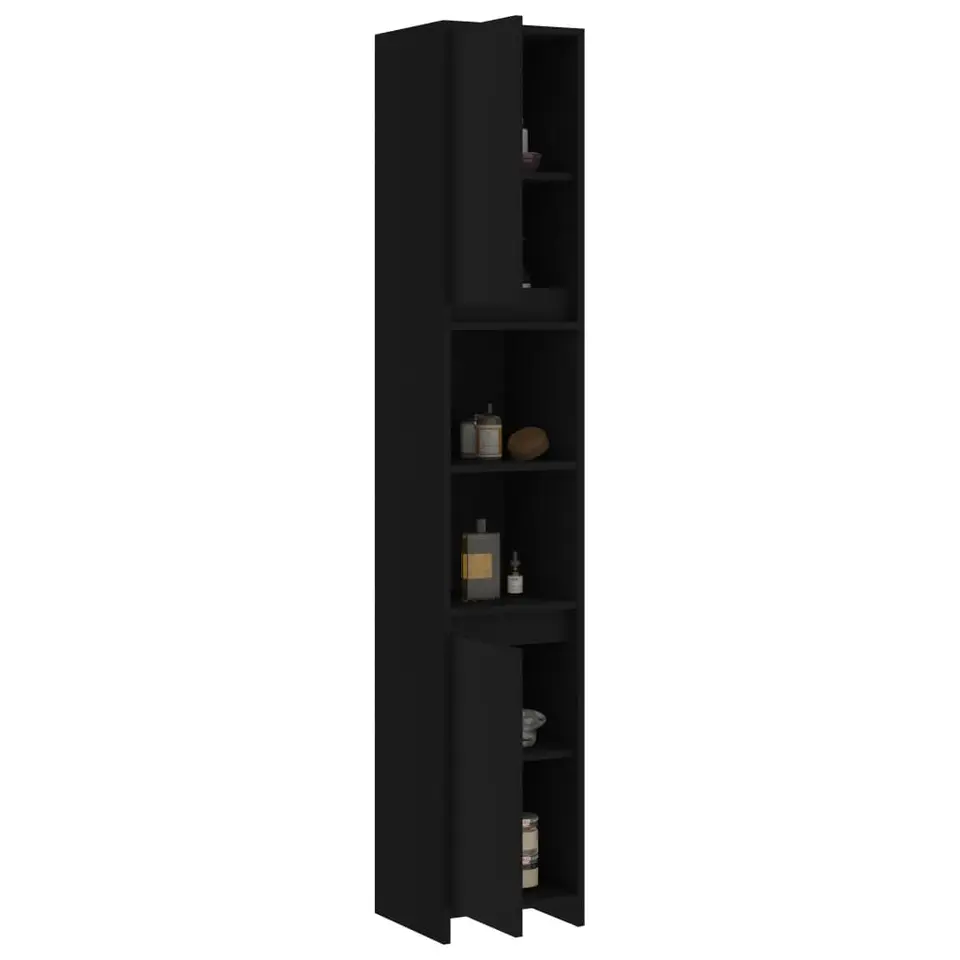 vidaXL - Badkamerkast - Zwart - Bewerkt hout