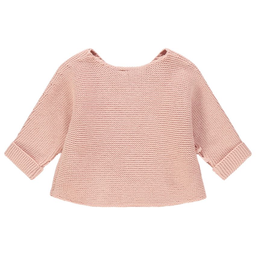 Brassière en tricot rose coton bio pour bébé fille - Rose