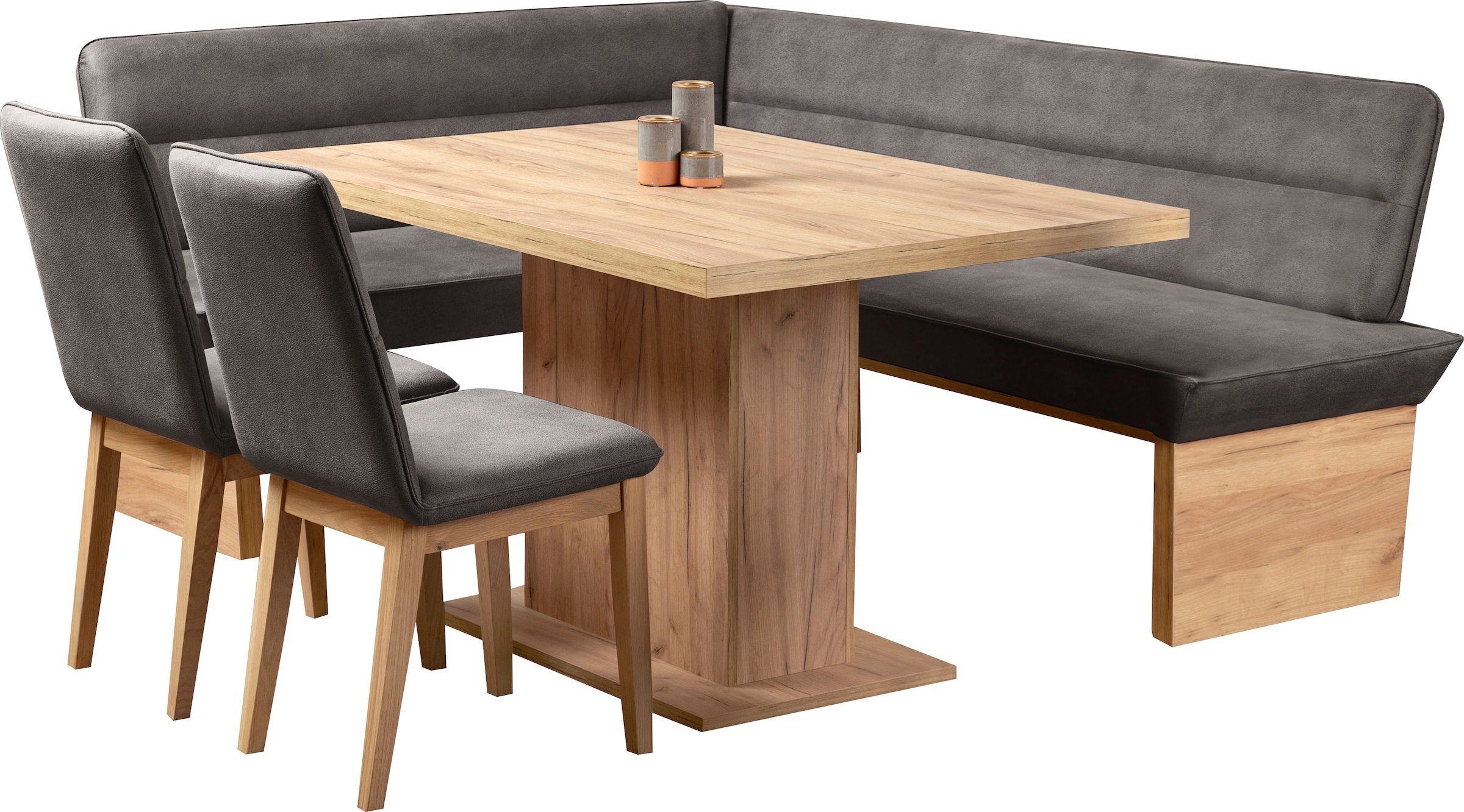 GOODproduct Eckbankgruppe »Beluna + Cross Essecke Sitzgruppe Eckbank Küchenbank« Set, Eckbank, 2 Stühle und Tisch, 4 Stk. tlg. Sitzgruppe Esszimmer Stühle Tisch und Bank bequem gepolstert