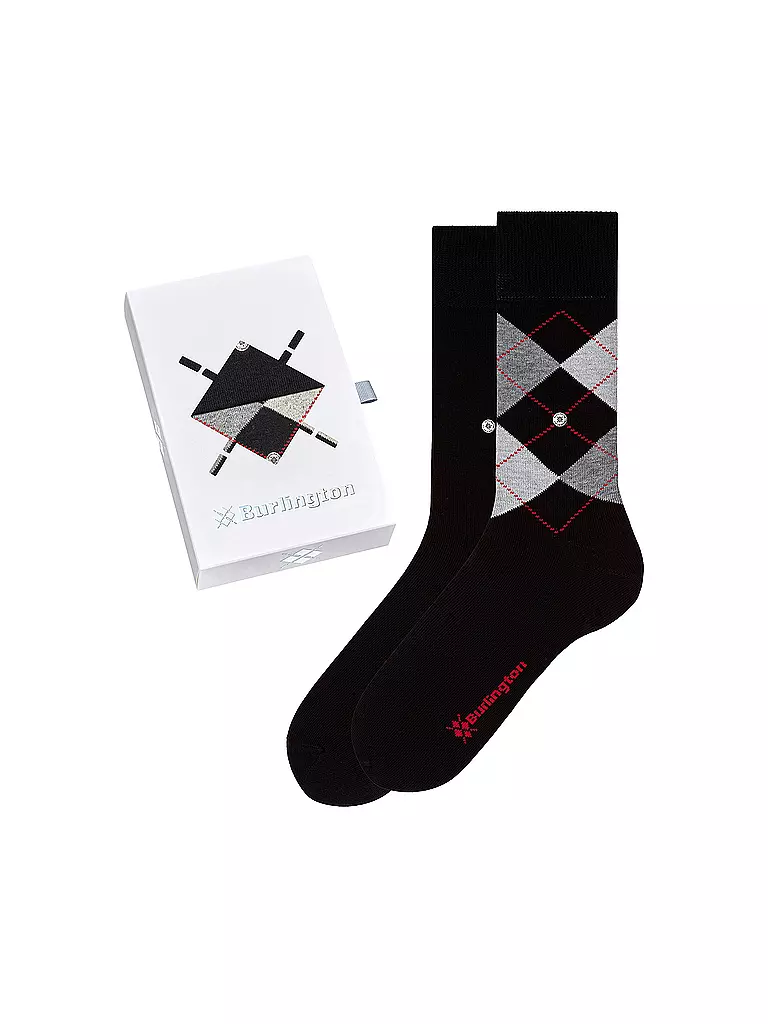 BURLINGTON Herren Socken Geschenkebox 2er Pkg 40-46 schwarz
