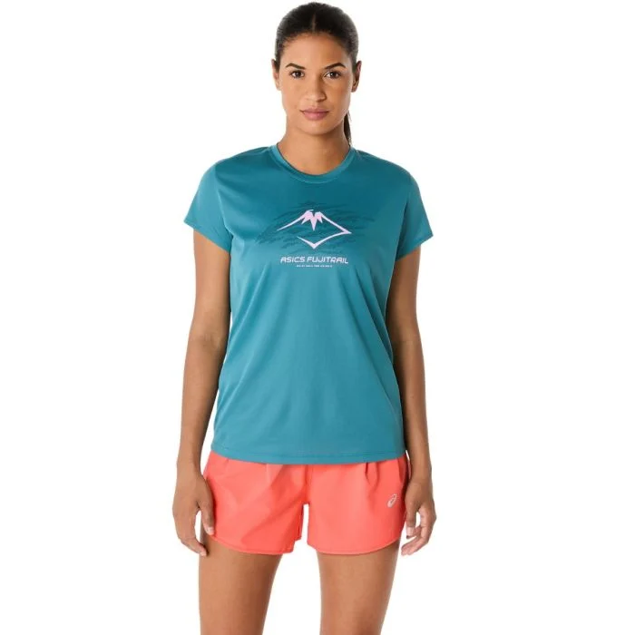 Asics Dame T-shirts Fujitrail Logo SS Top Blå