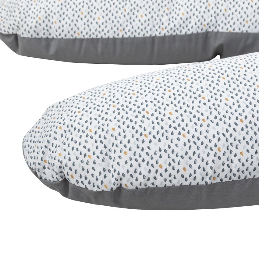 Coussin d'allaitement avec housse motif nuages 160cm - Ecru
