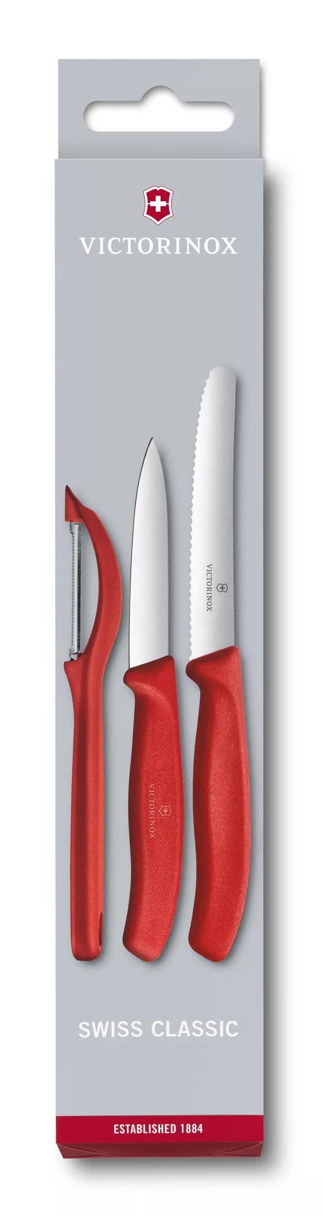 Swiss Classic Gemüsemesser-Set mit Schäler, 3-teilig-rot