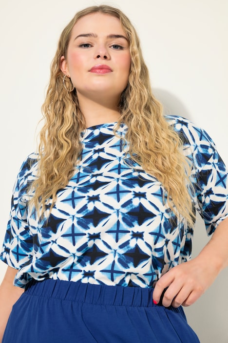 Oversized-Shirt, Batik-Print, Rundhals, Halbarm