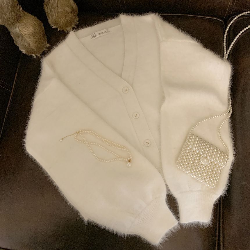 Glotto - Fluffy effen vest met knoopjes
