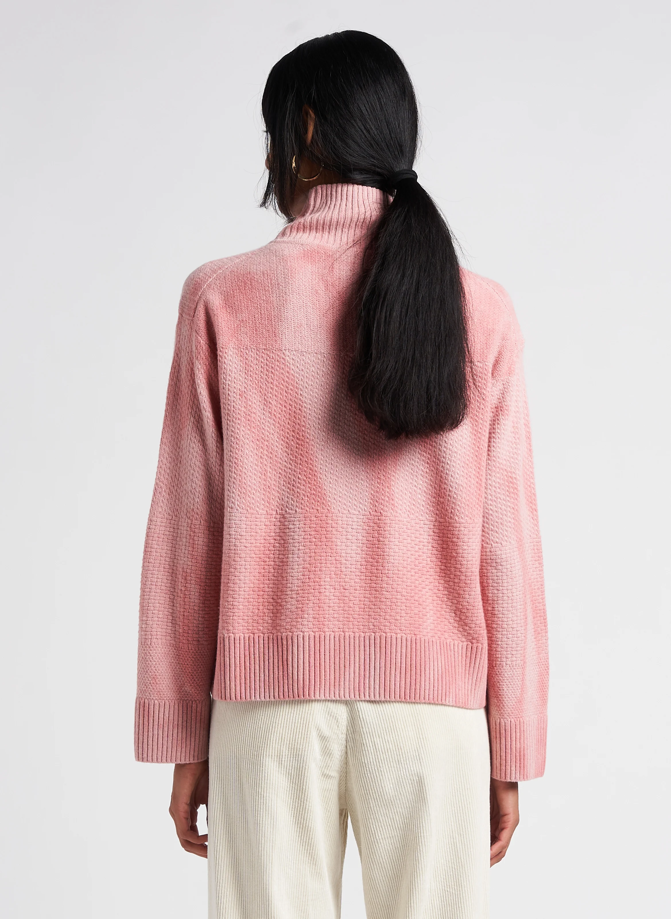 Pull col montant en laine mélangée ample | Rose