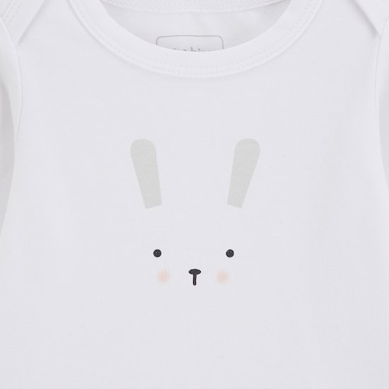 Body manches longues Lapin Câlin   Blanc talc        0 mois   de               P'tit bisou