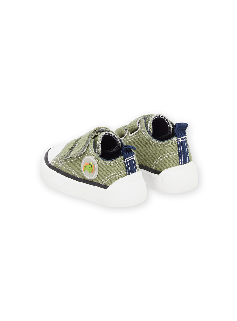 Baskets en toile kaki avec patch dinosaure