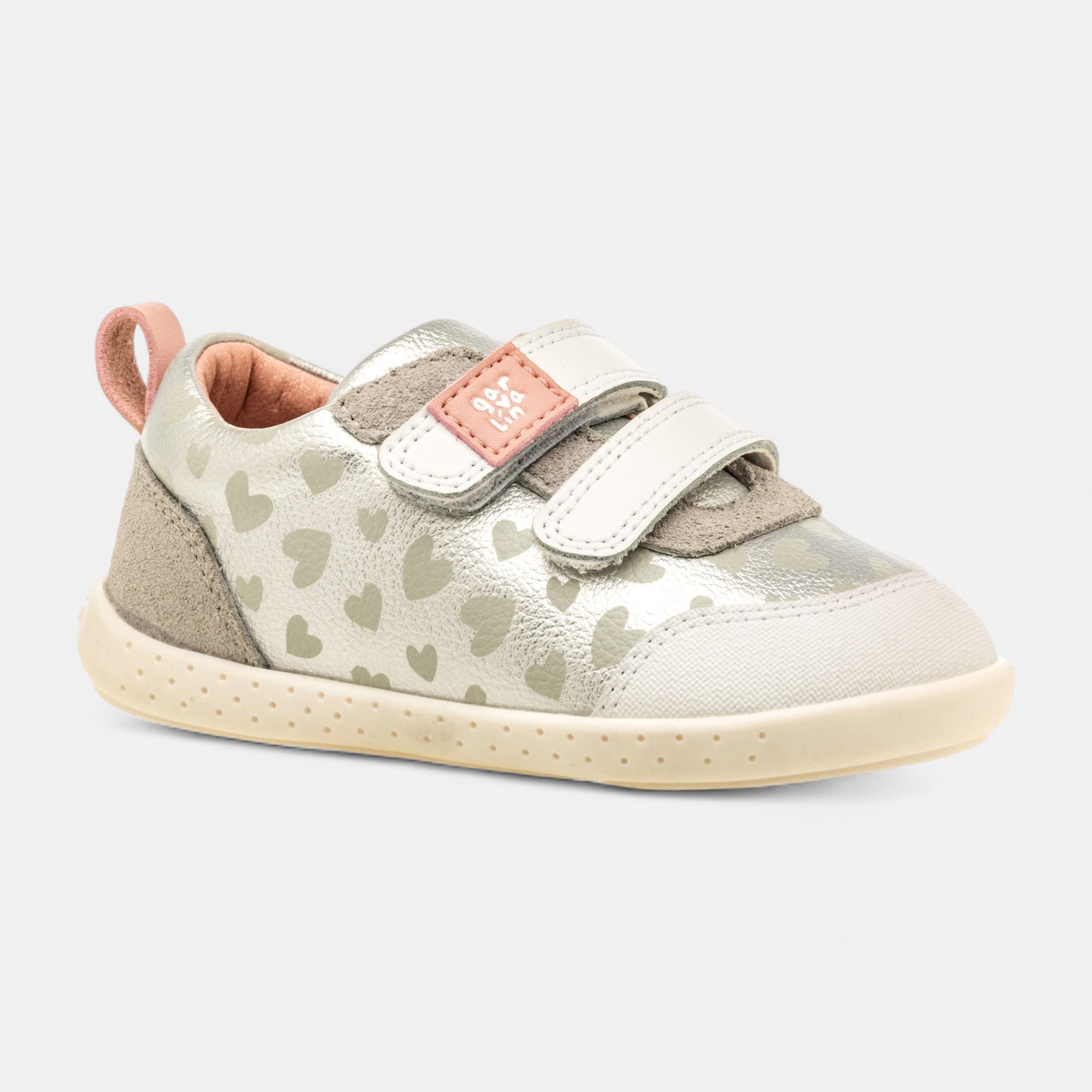 Baskets basses Bébé fille en cuir argent