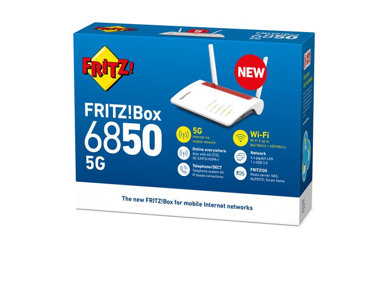 AVM 5G-Router FRITZ!Box 6850 5G DE Der ideale Einstieg ins Mobilfunk-Heimnetz mit 5G