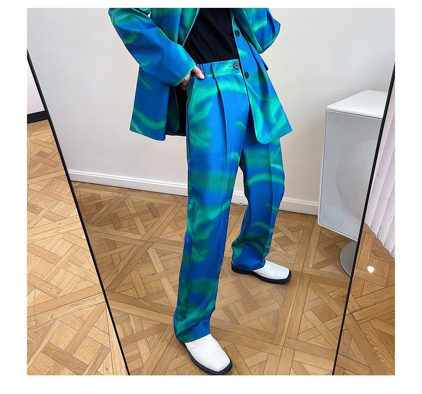 Orungeetun - Hoge taille print rechte broek