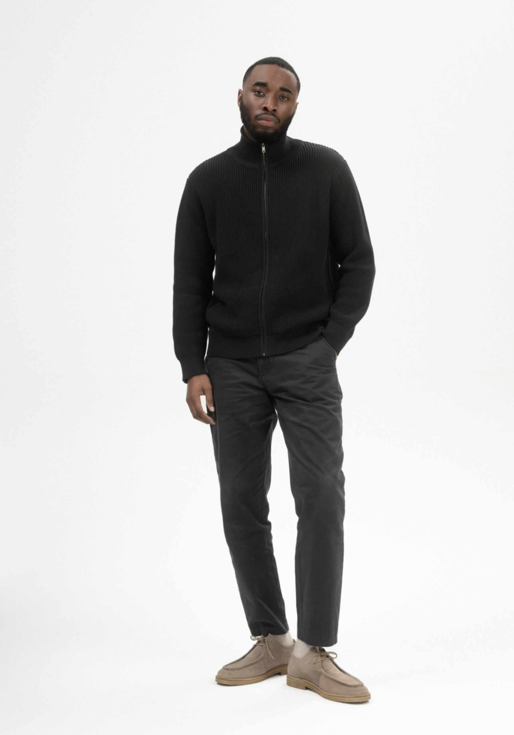 Mela Strickjacke Rib Knit Taksh Schwarz
