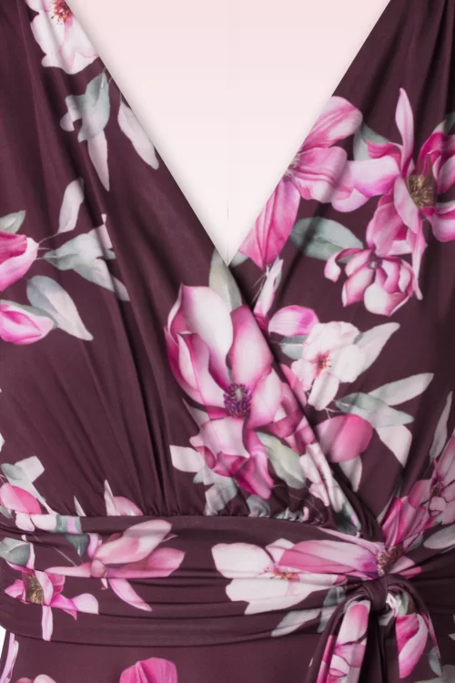 Vintage Chic for Topvintage Aria floral swing jurk in wijnrood