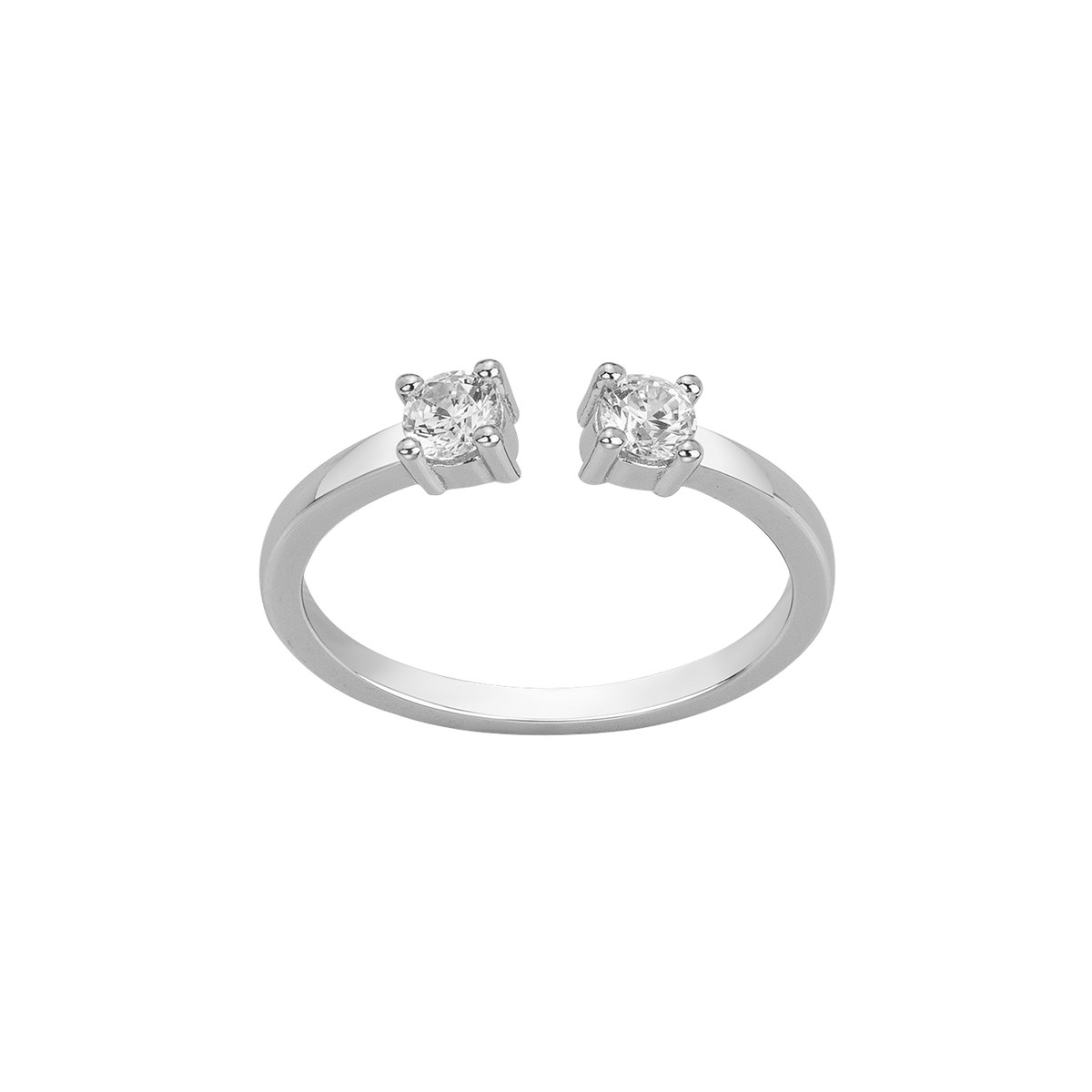 Bague ouverte en Argent avec oxyde de zirconium blanc