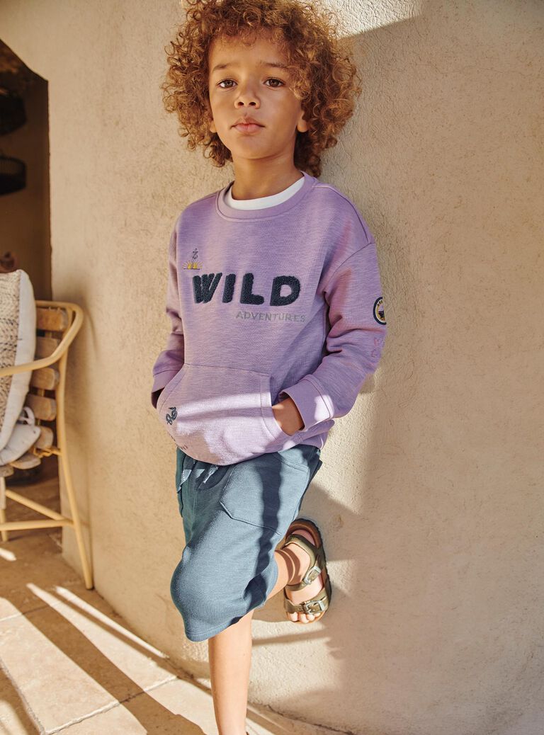 Sweat lilas en molleton Wild
