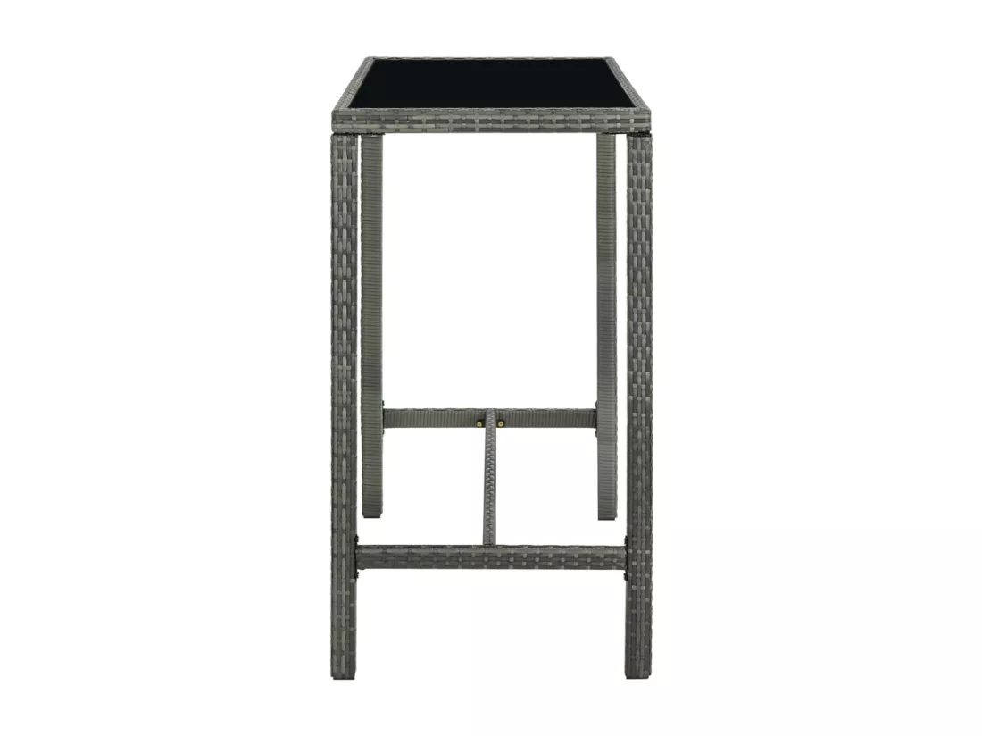 Prolenta Premium - Table bar de jardin Gris 130x60x110 cm Résine tressée et verre