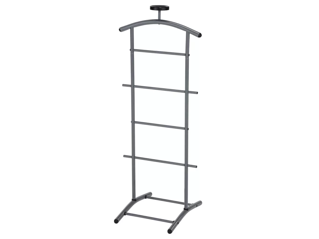 Valet de chambre ATRIX chevalet de nuit portant pour vêtements, structure en métal laqué gris