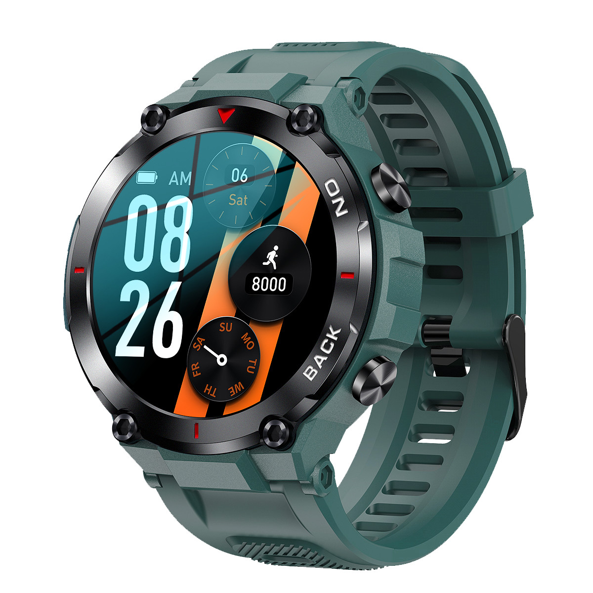 Montre SMARTY 2.0 pull up mixte connecté métal noir bracelet silicone vert