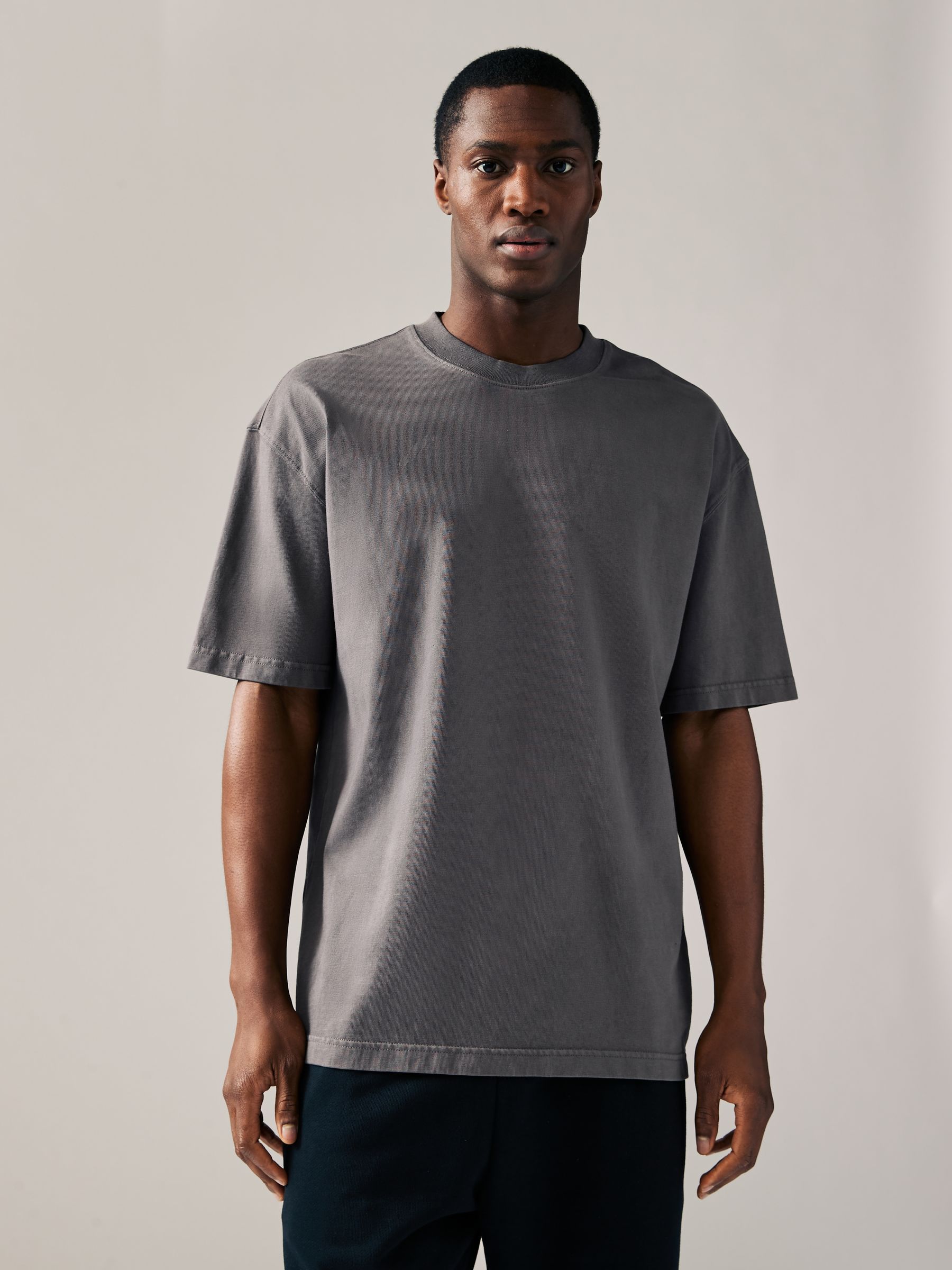 Antracietgrijs/Groen/Ecru geverfd - Relaxed fit - Verpakking van 3 T-shirts van zware stof
