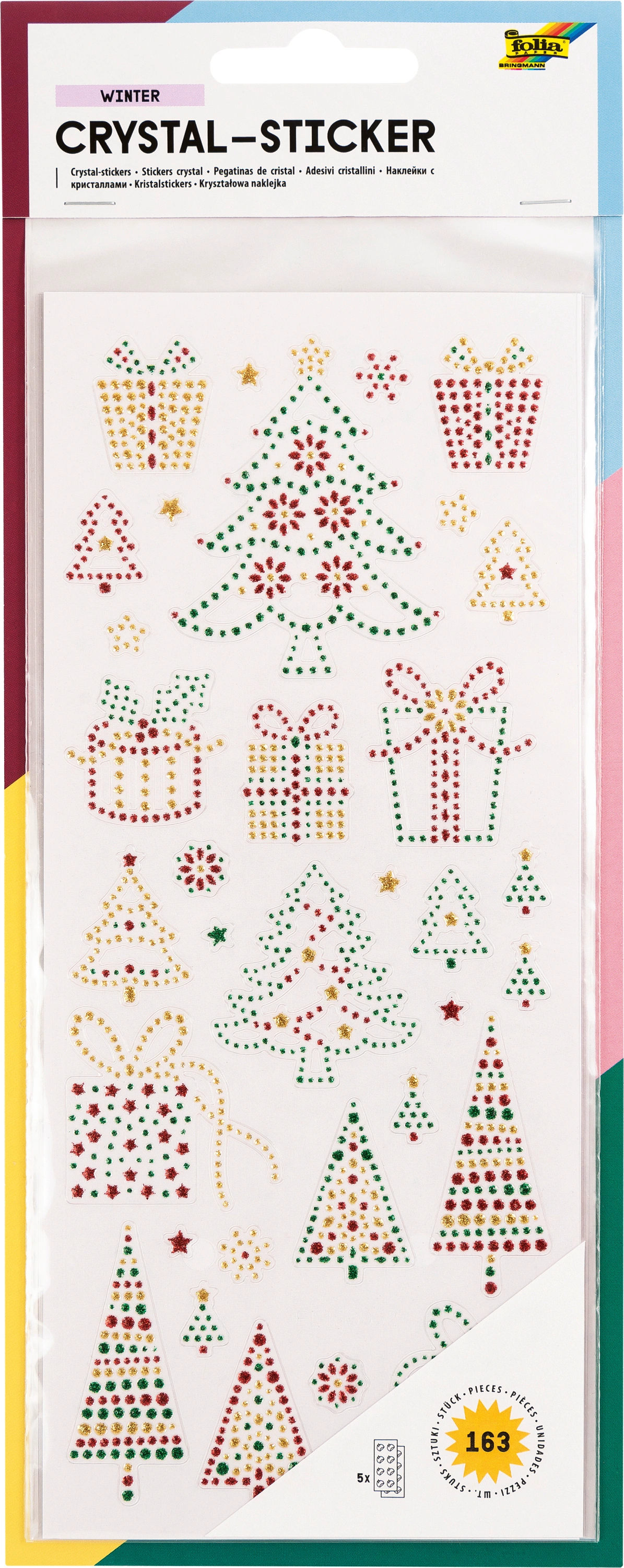 Crystal-Sticker WINTER 5-teilig in bunt
