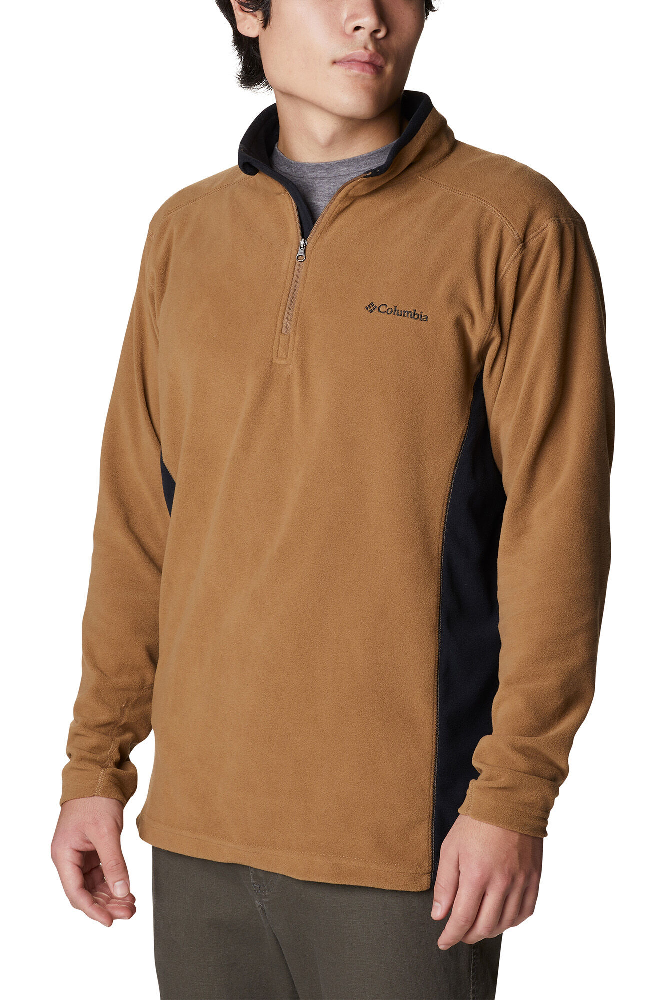 Jaqueta masculina Columbia Klamath Range™ II com meio zíper e forro - Bege