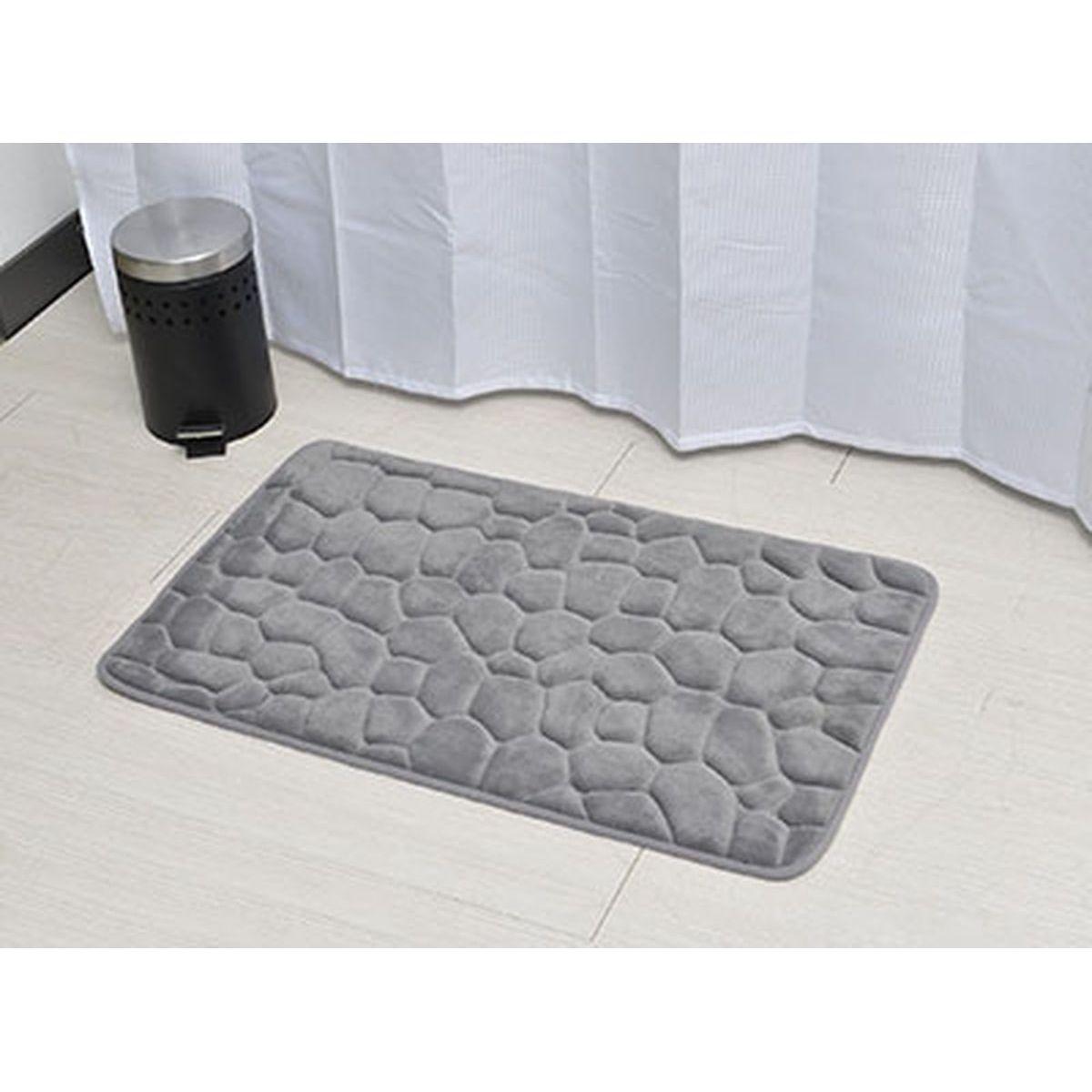 TAPIS MEMOIRE DE FORME MICROFIBRE GALET 50X80 CM GRIS CLAIR