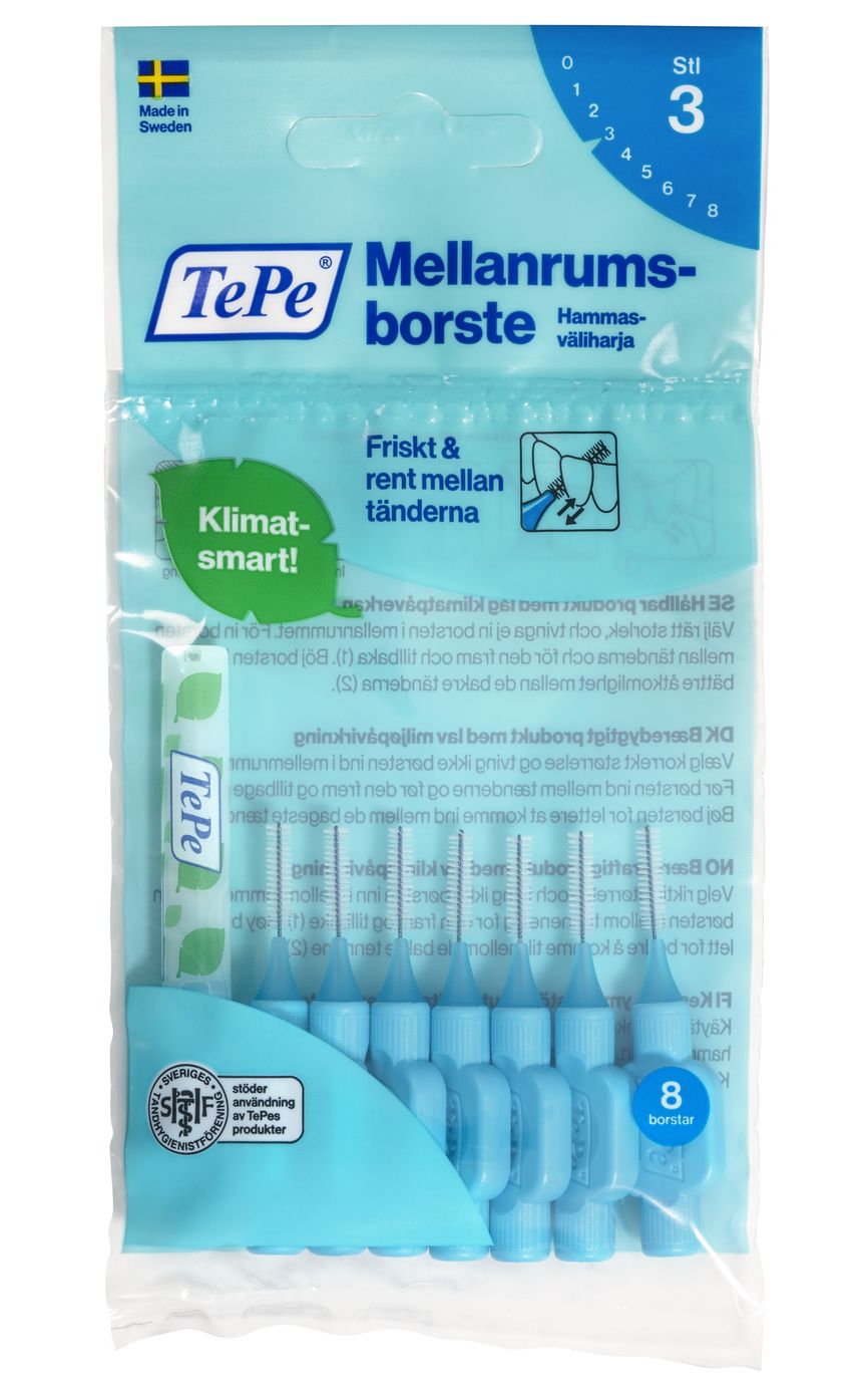 TePe Mellomromsbørste 0,6mm blå 8 stk