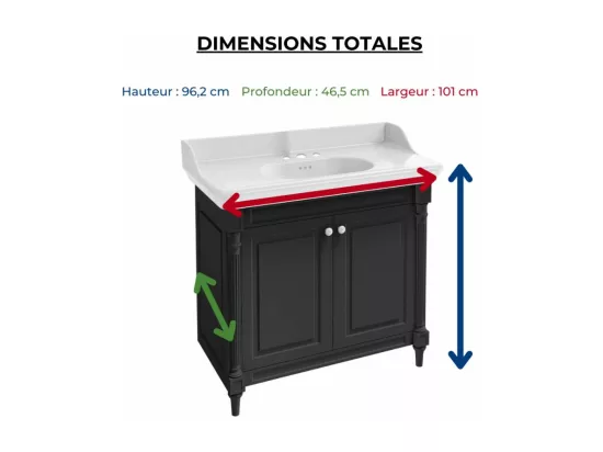 Pack meuble vasque JACOB DELAFON Cléo 1889 3 trous + miroir