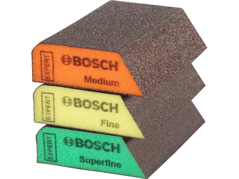Bosch Professional Unischleifblock Expert S470, 3-teilig, 6 Kombi-Blöcke medium, fine und superfine für Handschleifen