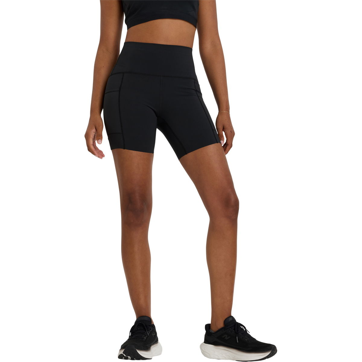 New Balance Sleek Pocket High Rise Korte Løbetights Dame