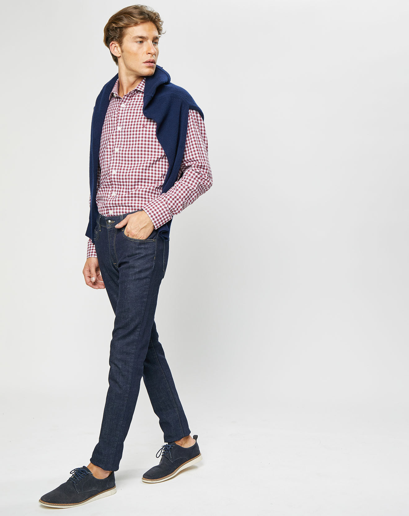 Hackett London Chemise Slim Fit à imprimé vichy rouge/blanc