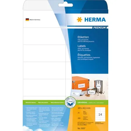 HERMA Etiketten Premium, weiß, 105 x 42,3mm, 350 Stück