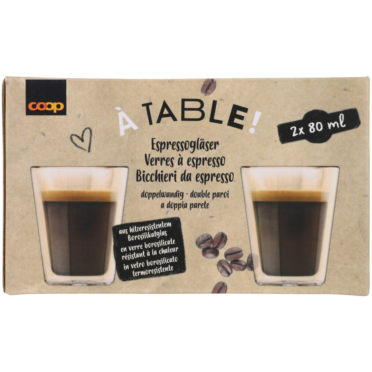 Espressoglas Doppelwand 2x80ml