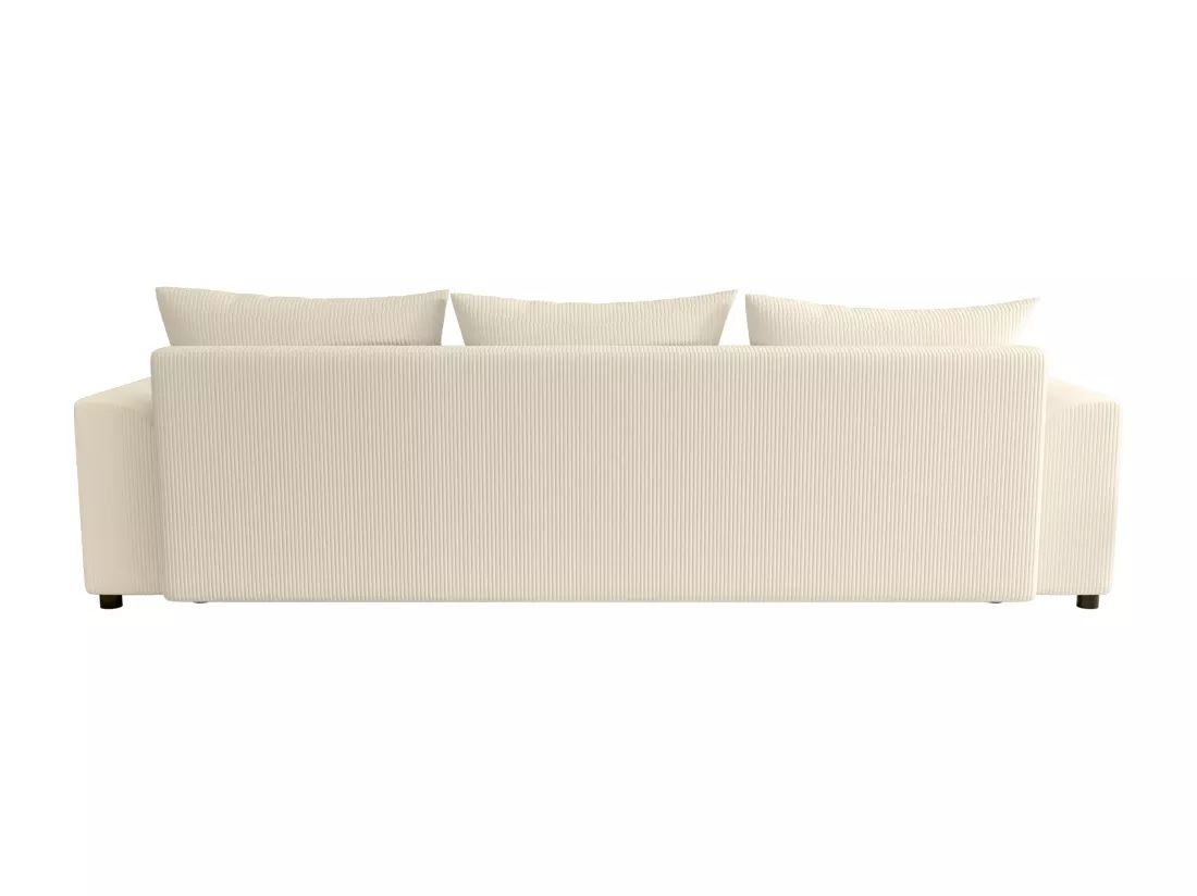 Canapé 3 places convertible en velours côtelé beige NESSARO